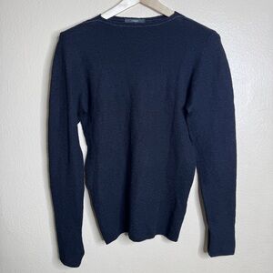 Z Zegna Sweater Men's Medium Black Crewneck Wool Blend Knitted Pullover Italy